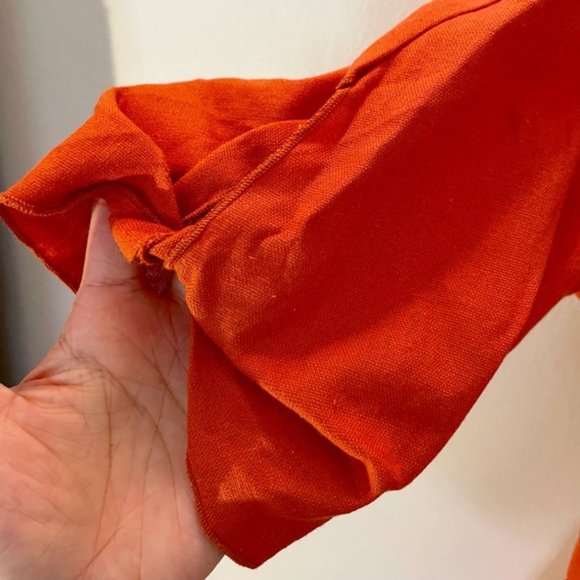 Urban Outfitters Orange Tie Waist Button Short Sleeve Mini Dress Boho Small - Picture 7 of 9